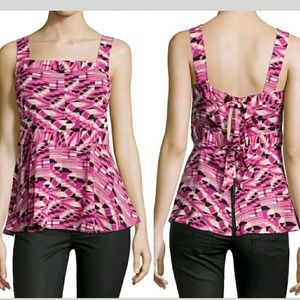 Plenty Tracy Reese Ikat Peplum Top Back Tie Tank